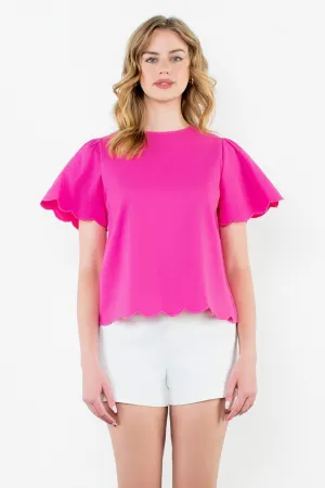 Scalloped Hot Pink Blouse