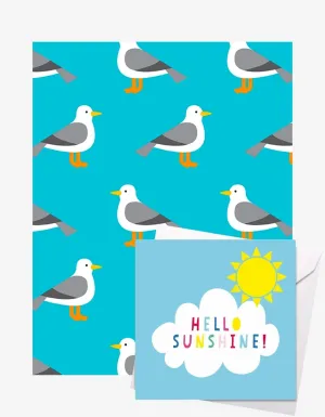 Seagull Gift Wrap   Personalised Card Bundle