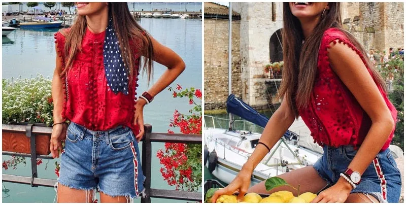 Self Love Embroidered Tops - Red