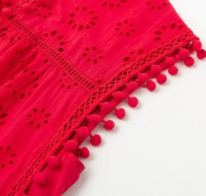 Self Love Embroidered Tops - Red
