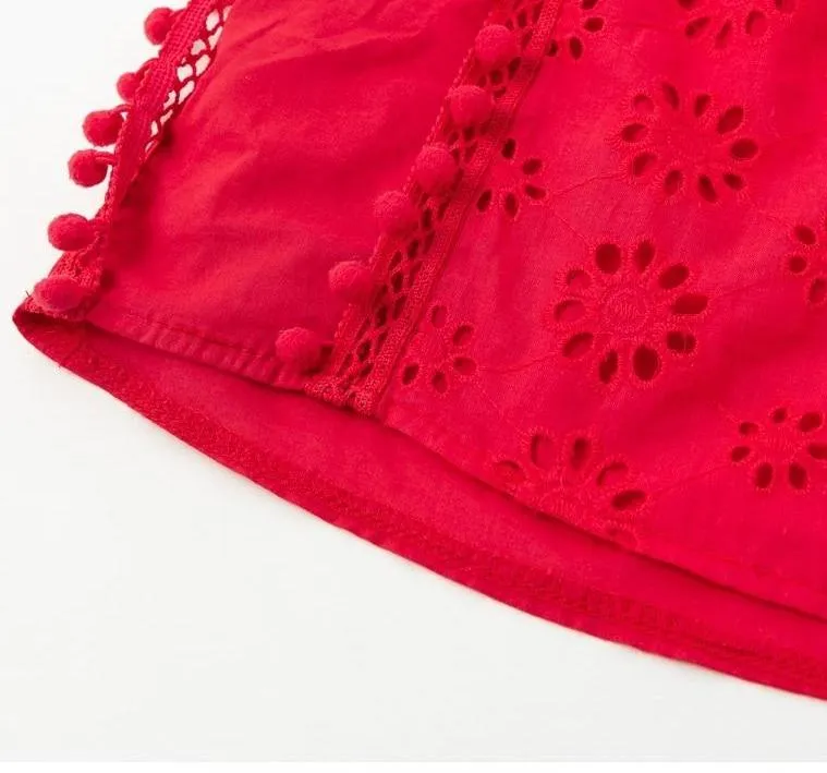 Self Love Embroidered Tops - Red