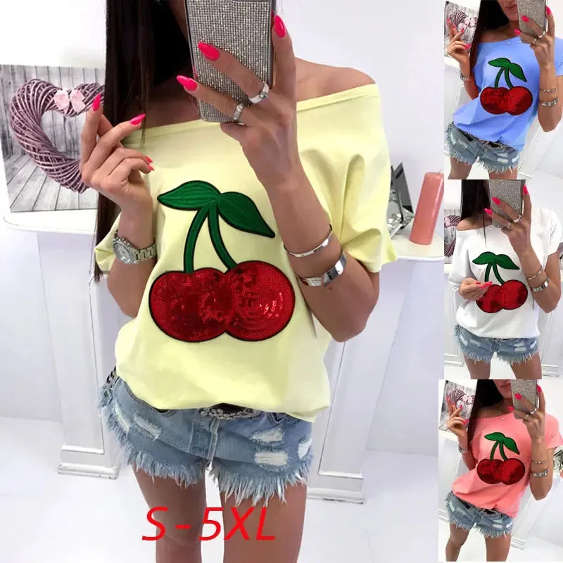 Sequin Cherry Patch T-shirt