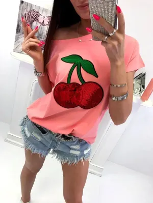 Sequin Cherry Patch T-shirt