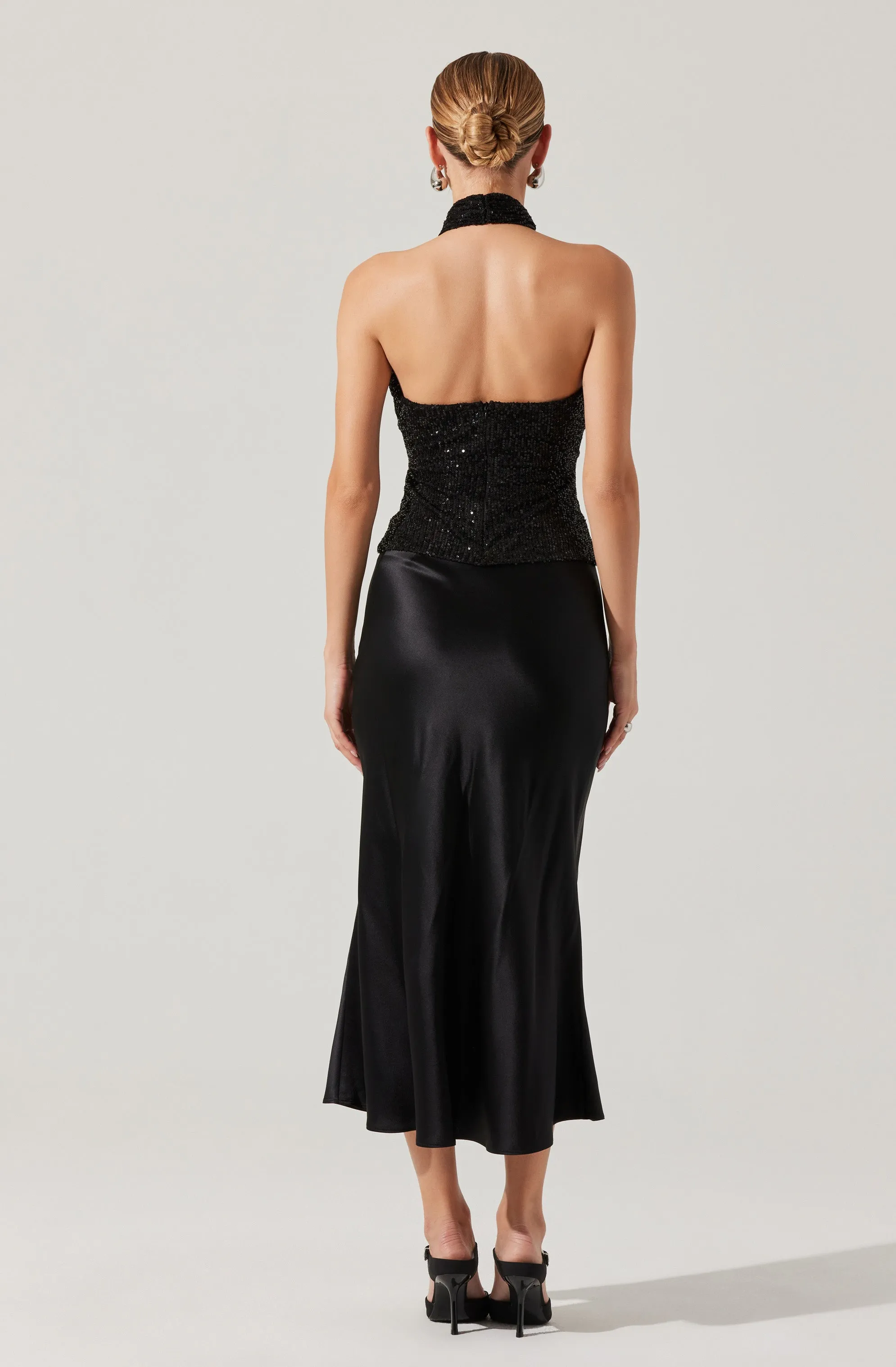 Sequin Crossover Halter Top