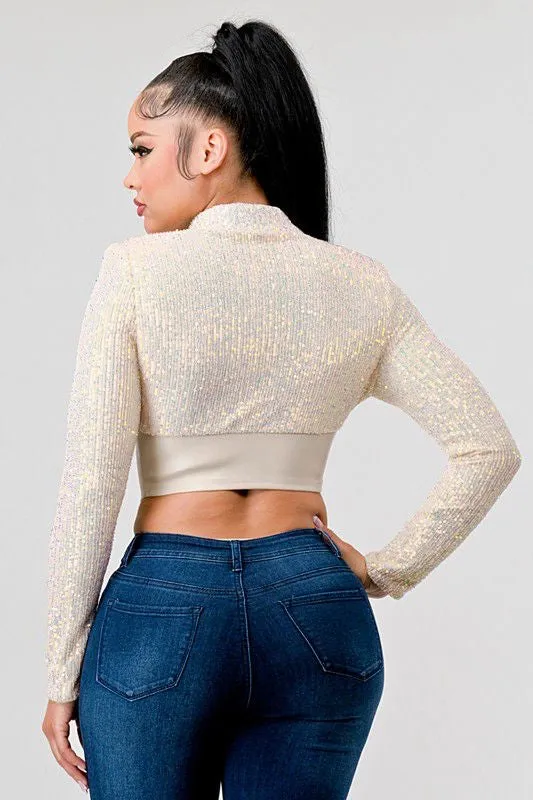 Sequin opal short jacket