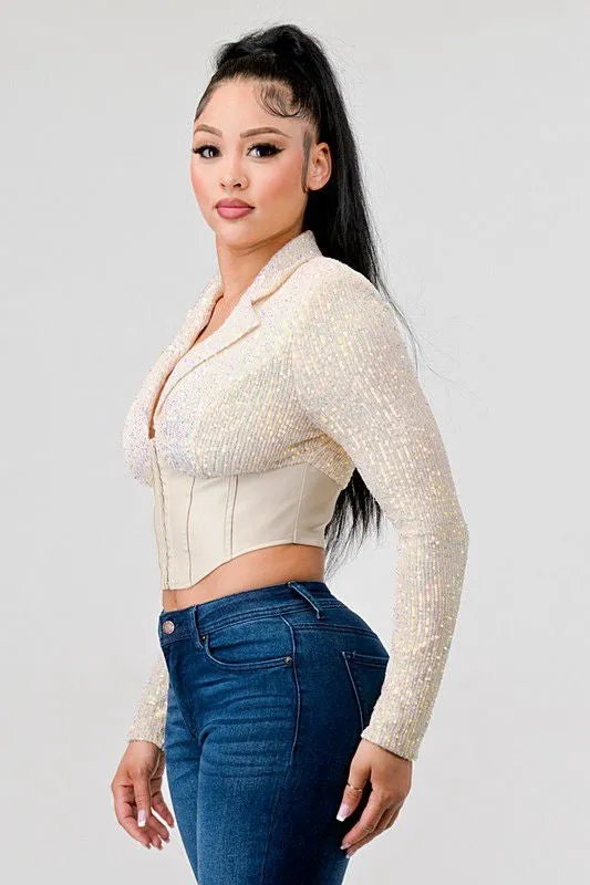 Sequin opal short jacket