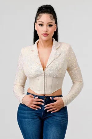 Sequin opal short jacket