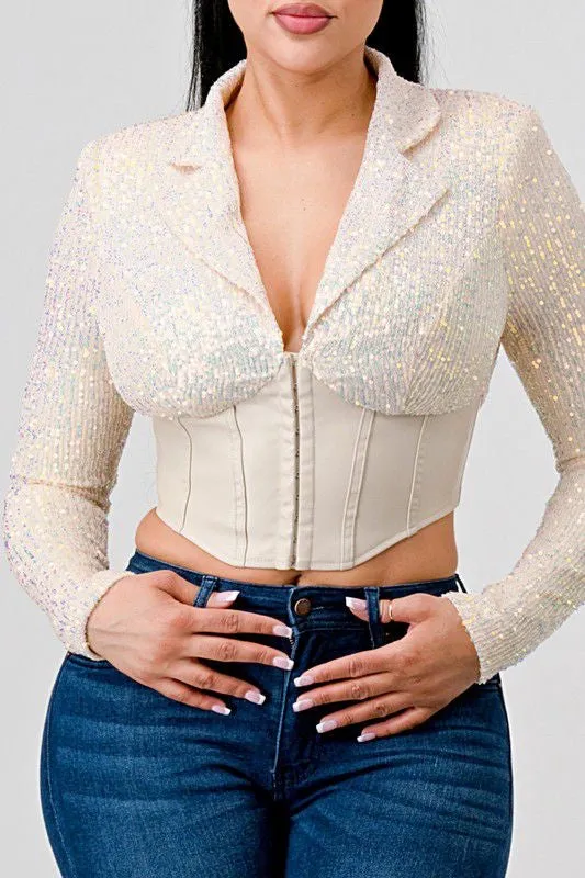 Sequin opal short jacket