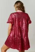Sequin Tiered Shirt Dress