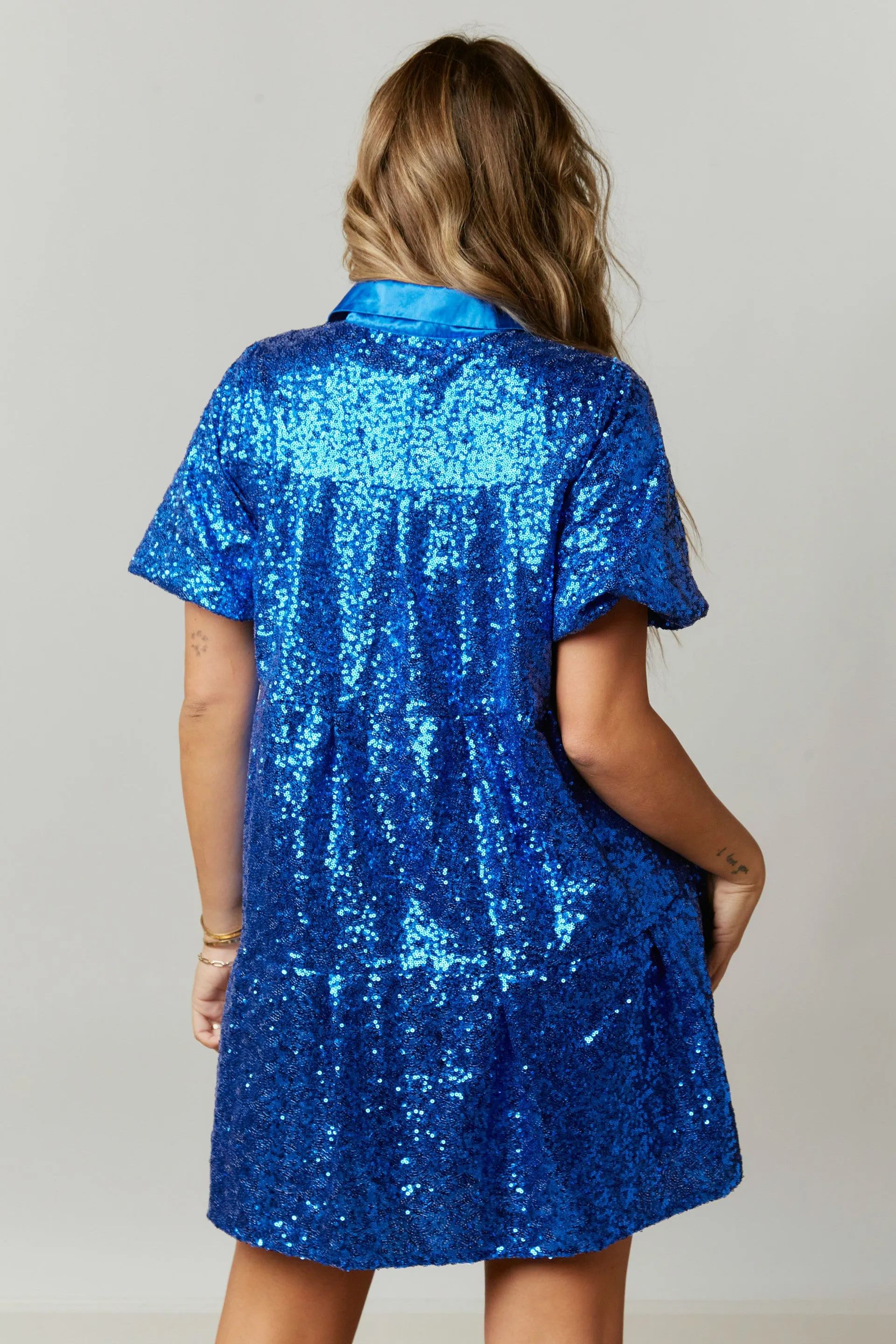 Sequin Tiered Shirt Dress