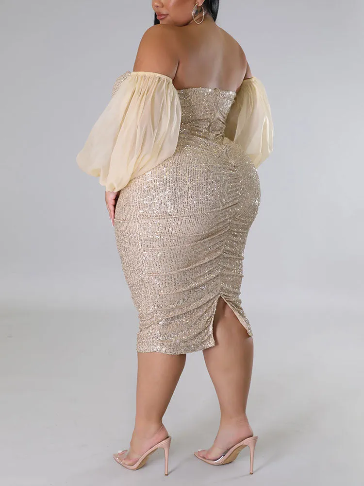 Sequin Tube Midi Holiday Dress