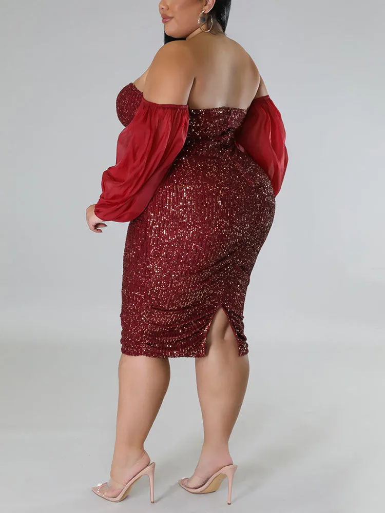 Sequin Tube Midi Holiday Dress