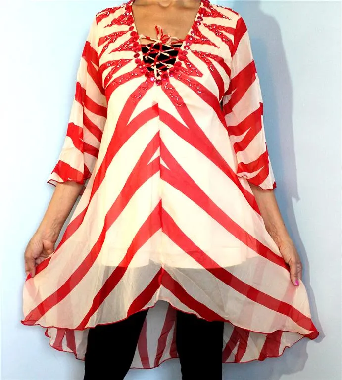 Sequined Tunic Top,Sizes, S, M, L, XL, Printed Georgette