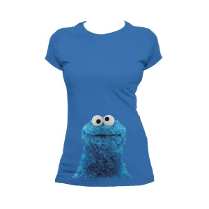 Sesame Street Cookie Monster Photo Head Official Women's T-Shirt (Royal Blue)