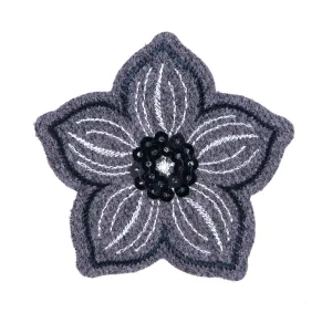 Sew On Motifs Lace Jeans Dresses Appliques Patches Craft 6cm -Grey Sequin Flower