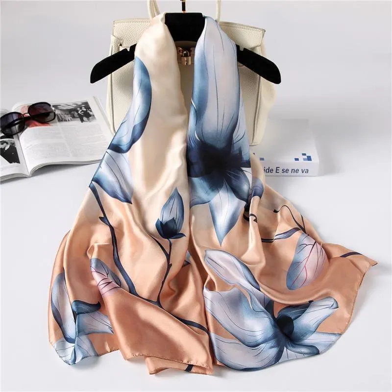 Shawls and Wrap Long Print  Silk Scarf