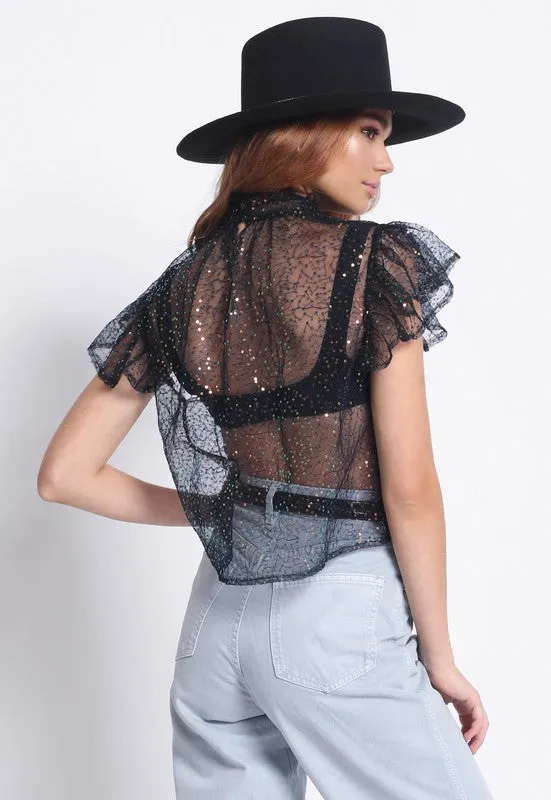 SHEER SEQUIN TOP