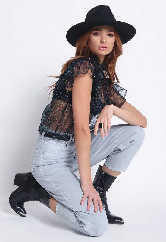 SHEER SEQUIN TOP