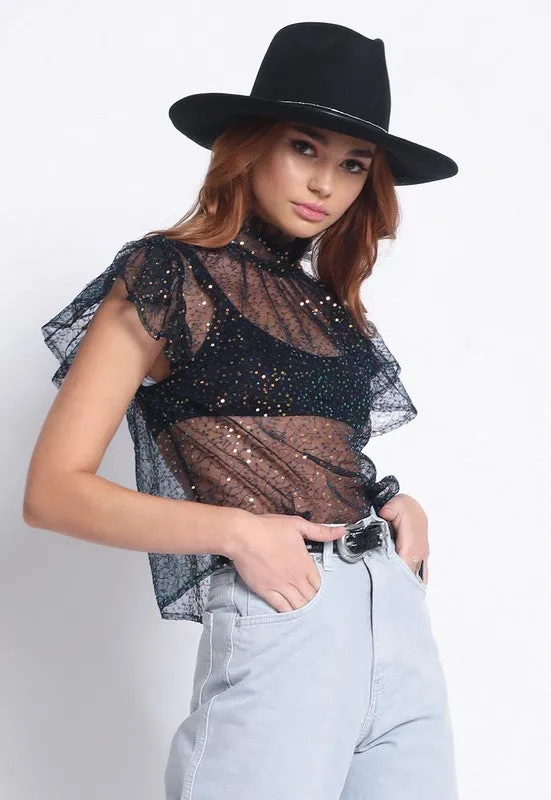 SHEER SEQUIN TOP