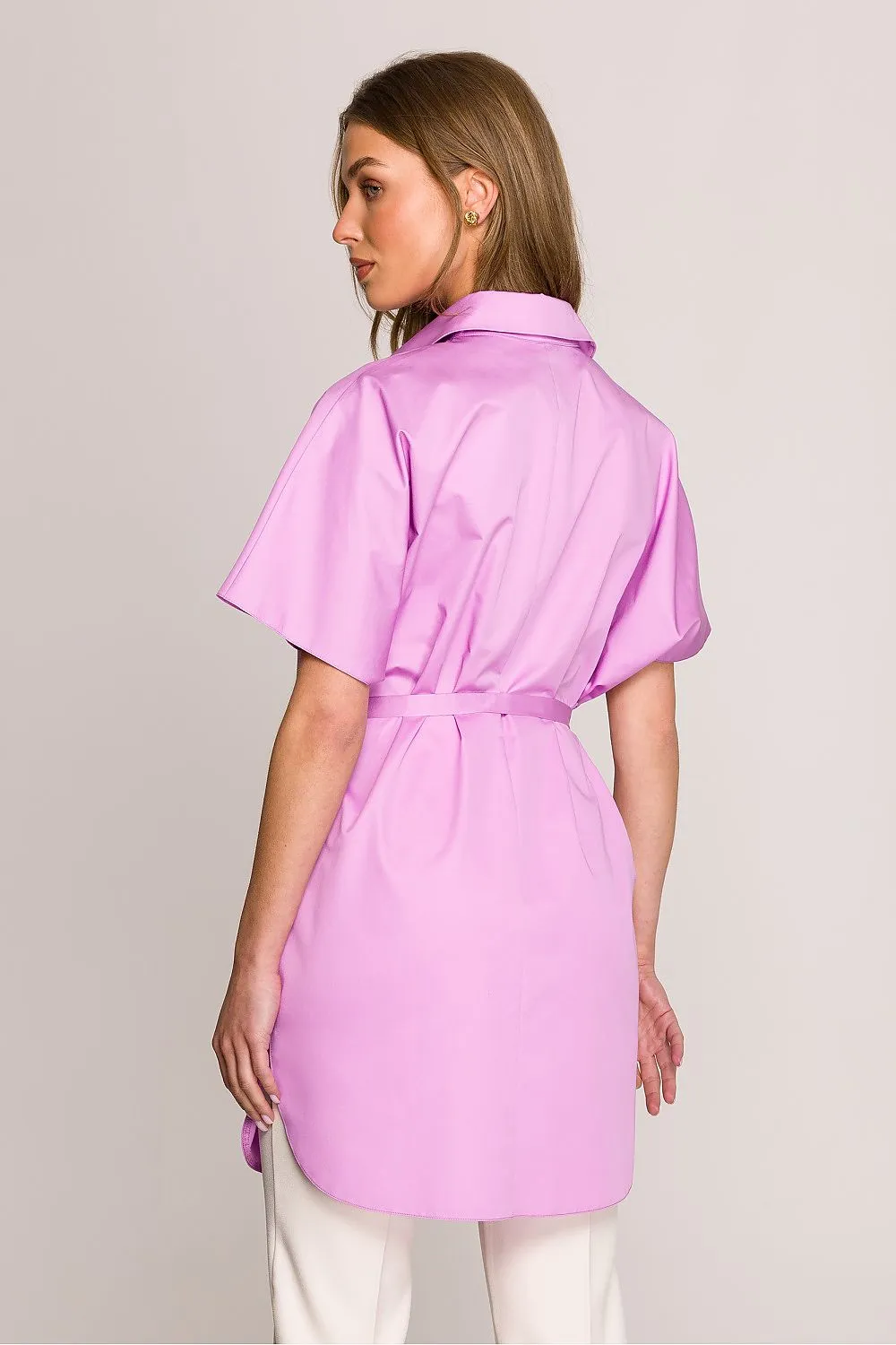 Short sleeve light stylish cotton shirt-tunic