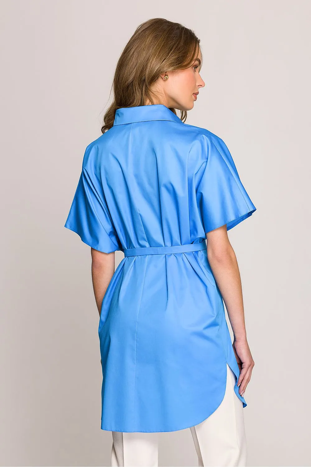 Short sleeve light stylish cotton shirt-tunic