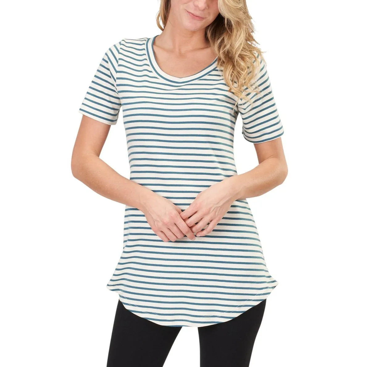 Short Sleeve Striped Maddi Tunic Tee