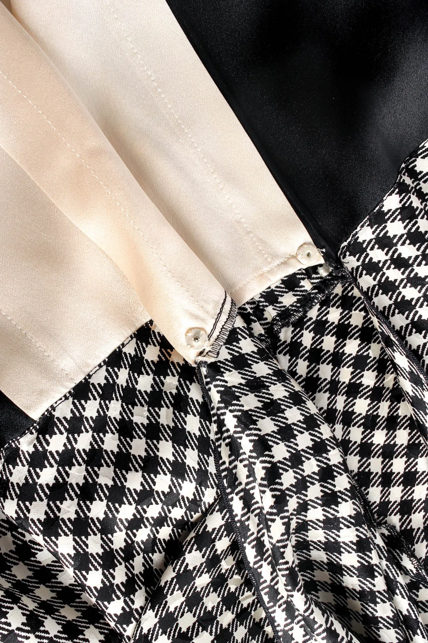 Silk Gingham Tie Wrap Blouse