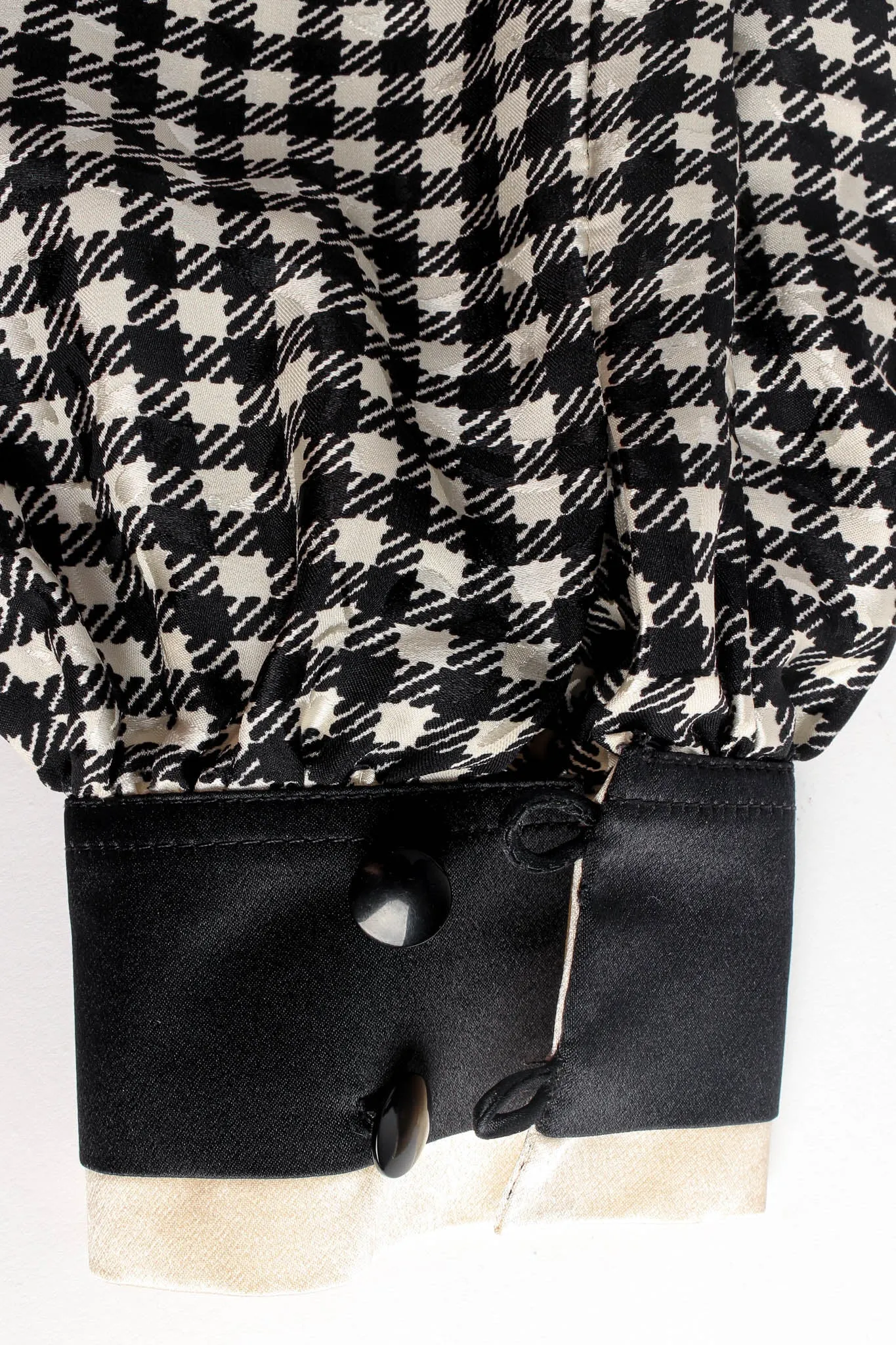 Silk Gingham Tie Wrap Blouse