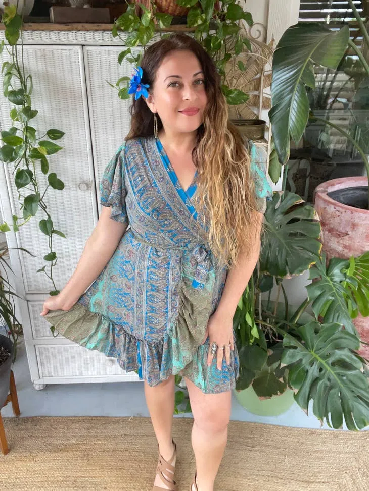 Silk Short Wrap Kimono Dress