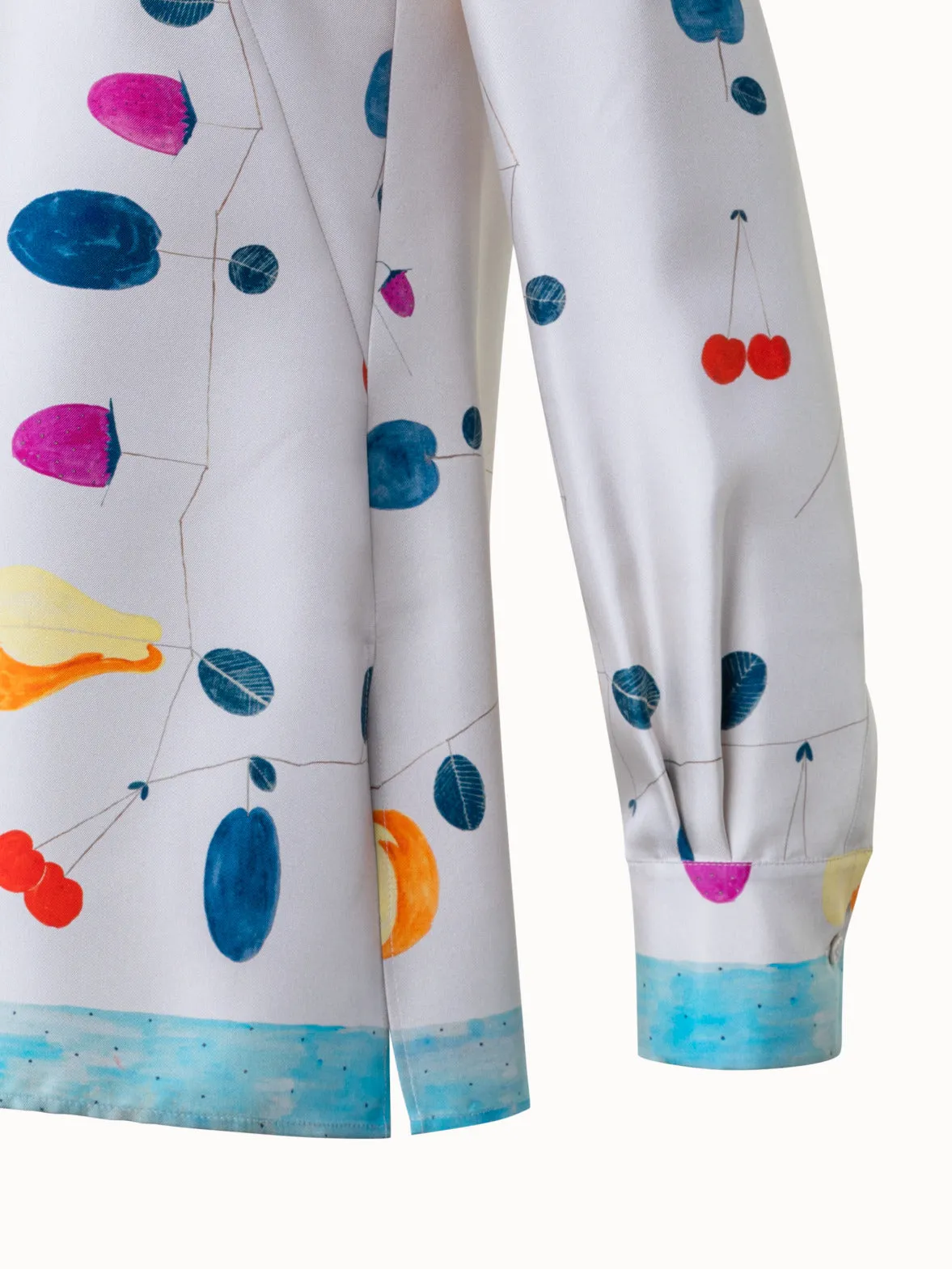 Silk Tunic Blouse with Fruits Print