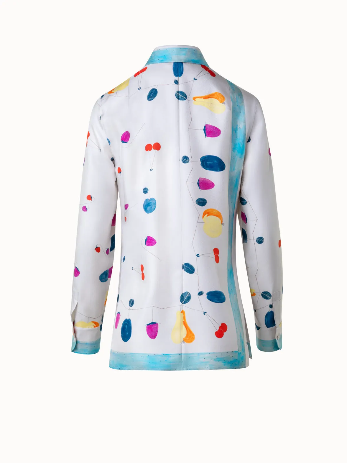 Silk Tunic Blouse with Fruits Print