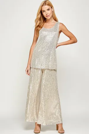 Silver Sequin Sleeveless Top