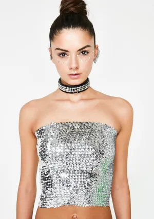 Silver Sequin Tube Top