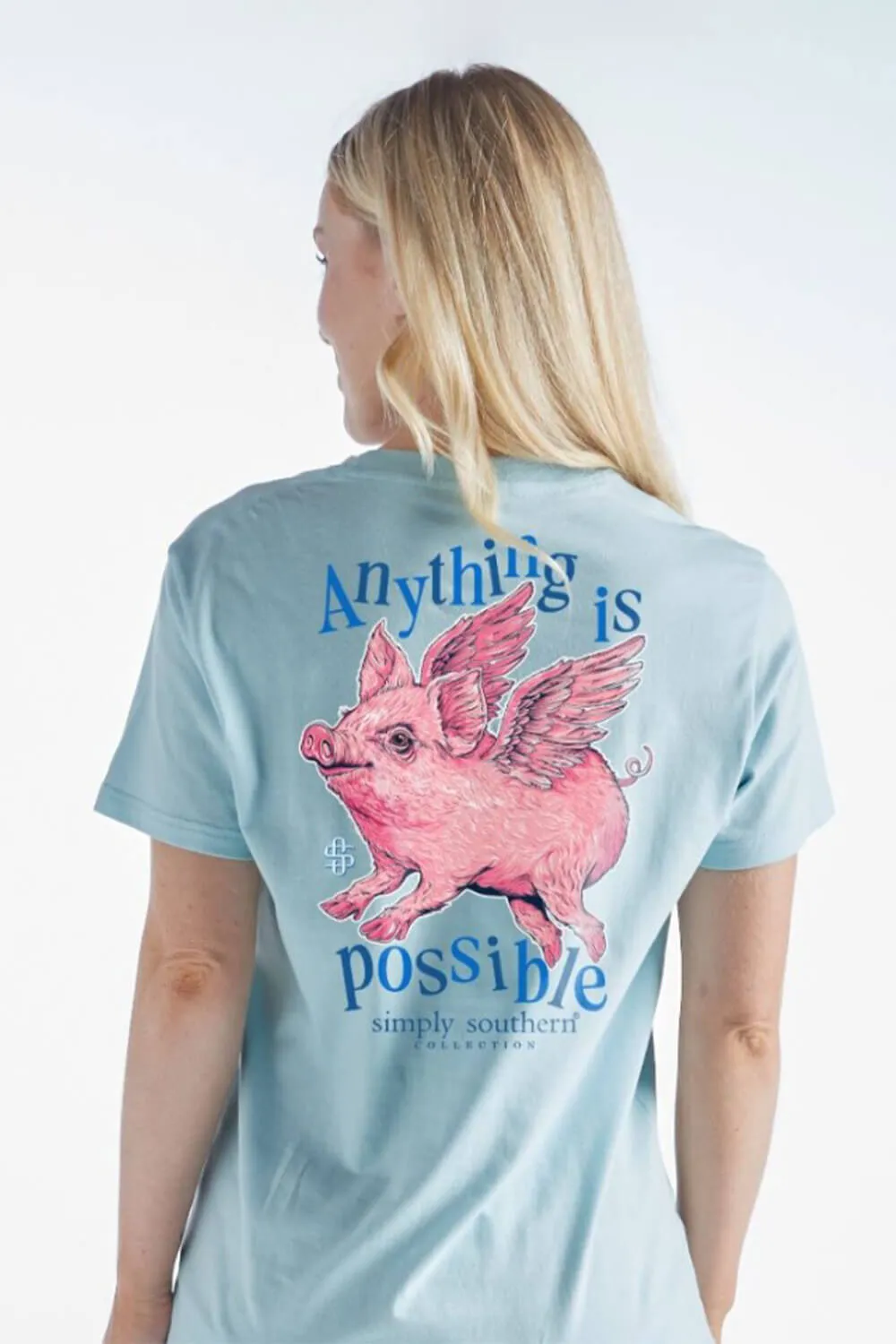 Simply Southern Anything is Possible T-shirt for Women in Ice Blue | SS-PIG-ICE