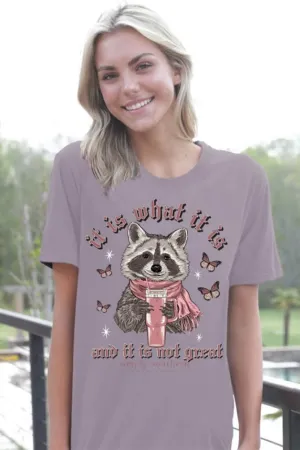 Simply Southern It Is What It Is Raccoon T-Shirt for Women in Purple | SS-RACCOON-PARAGON