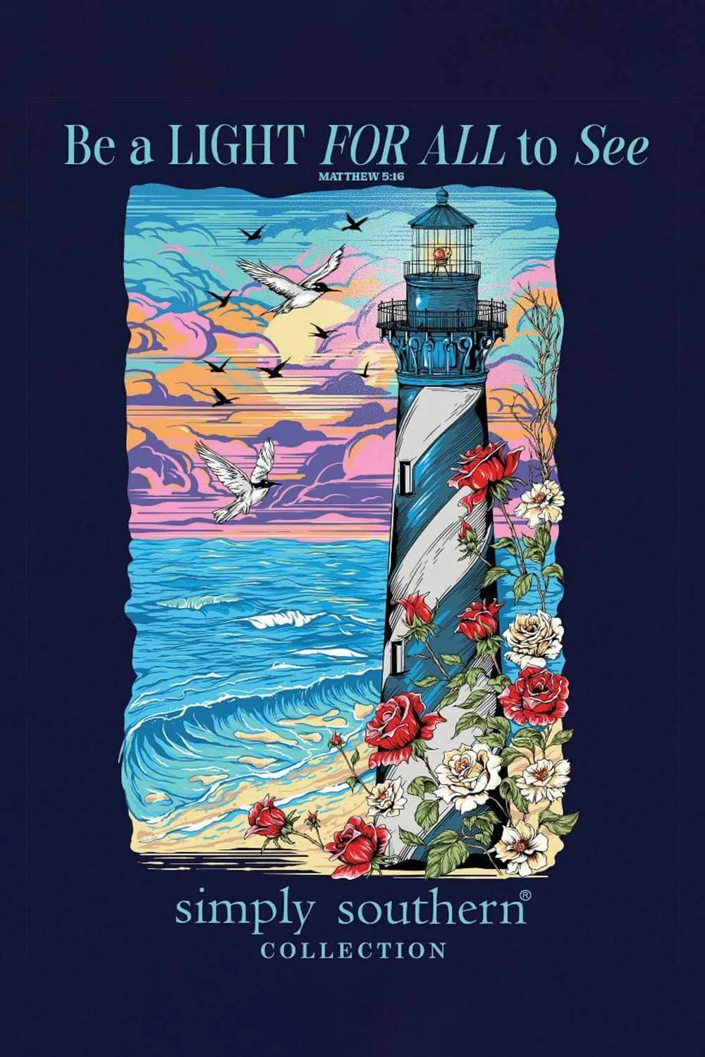 Simply Southern Lighthouse T-Shirt for Women in Navy | SS-LIGHT-NAVY