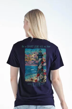 Simply Southern Lighthouse T-Shirt for Women in Navy | SS-LIGHT-NAVY
