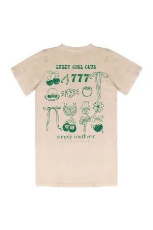 Simply Southern Plus Size Lucky Girl T-shirt for Women in Washed Ecru | EXT-SS-STPATRICKS-WSHECRU