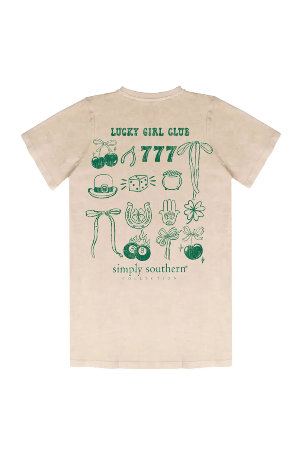 Simply Southern Plus Size Lucky Girl T-shirt for Women in Washed Ecru | EXT-SS-STPATRICKS-WSHECRU