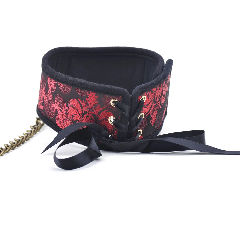 Sinful Red Bondage Collar with Silk Surface
