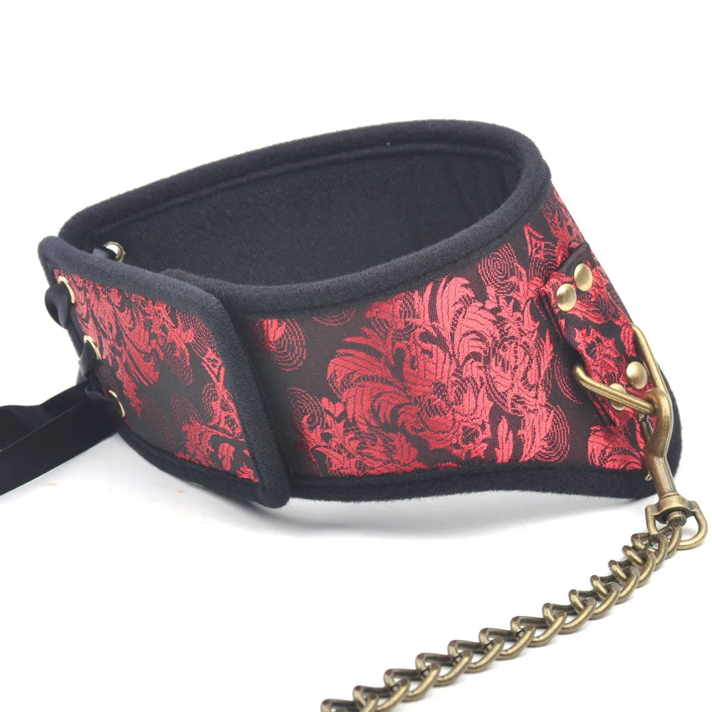 Sinful Red Bondage Collar with Silk Surface