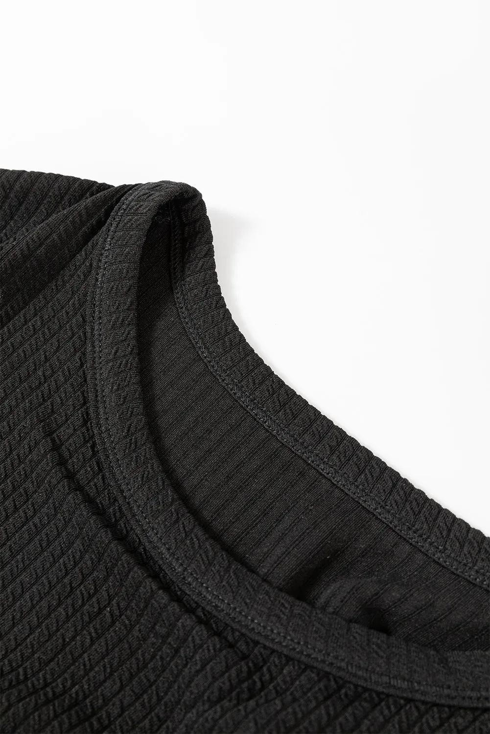 Solid Color Corded Long Sleeve Top