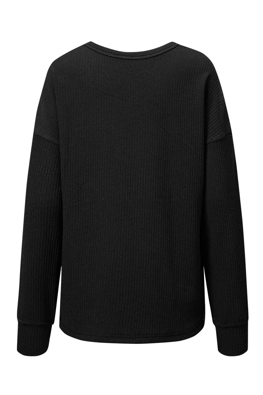 Solid Color Corded Long Sleeve Top