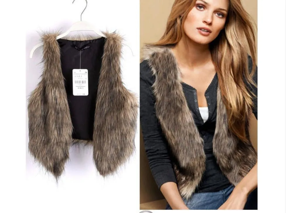 Solid Color Fox Fur Vest