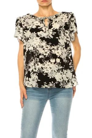 Solid Overlapping Short Sleeve Top with Front Keyhole B82901 $9.50Each