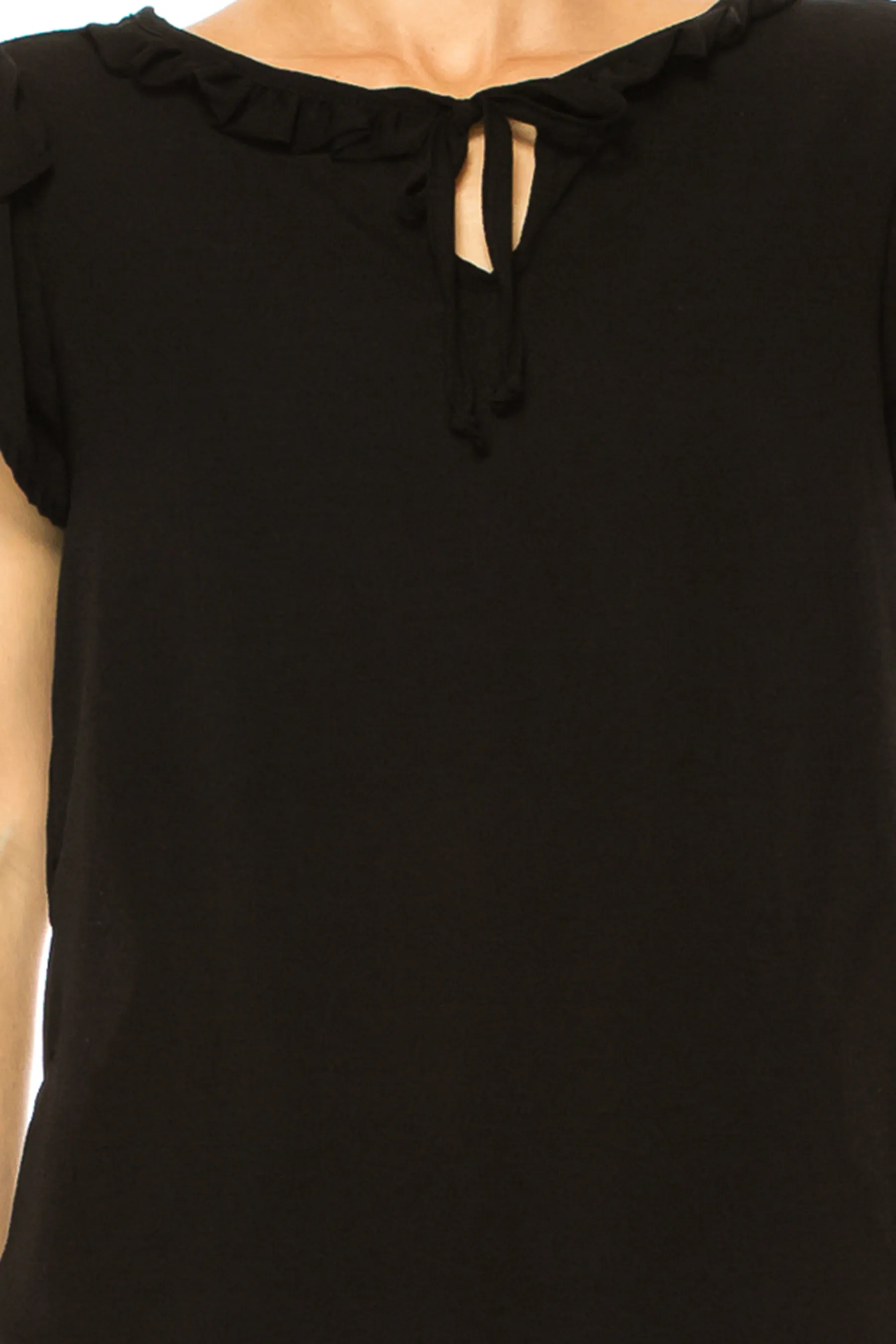 Solid Overlapping Short Sleeve Top with Front Keyhole B82901 $9.50Each