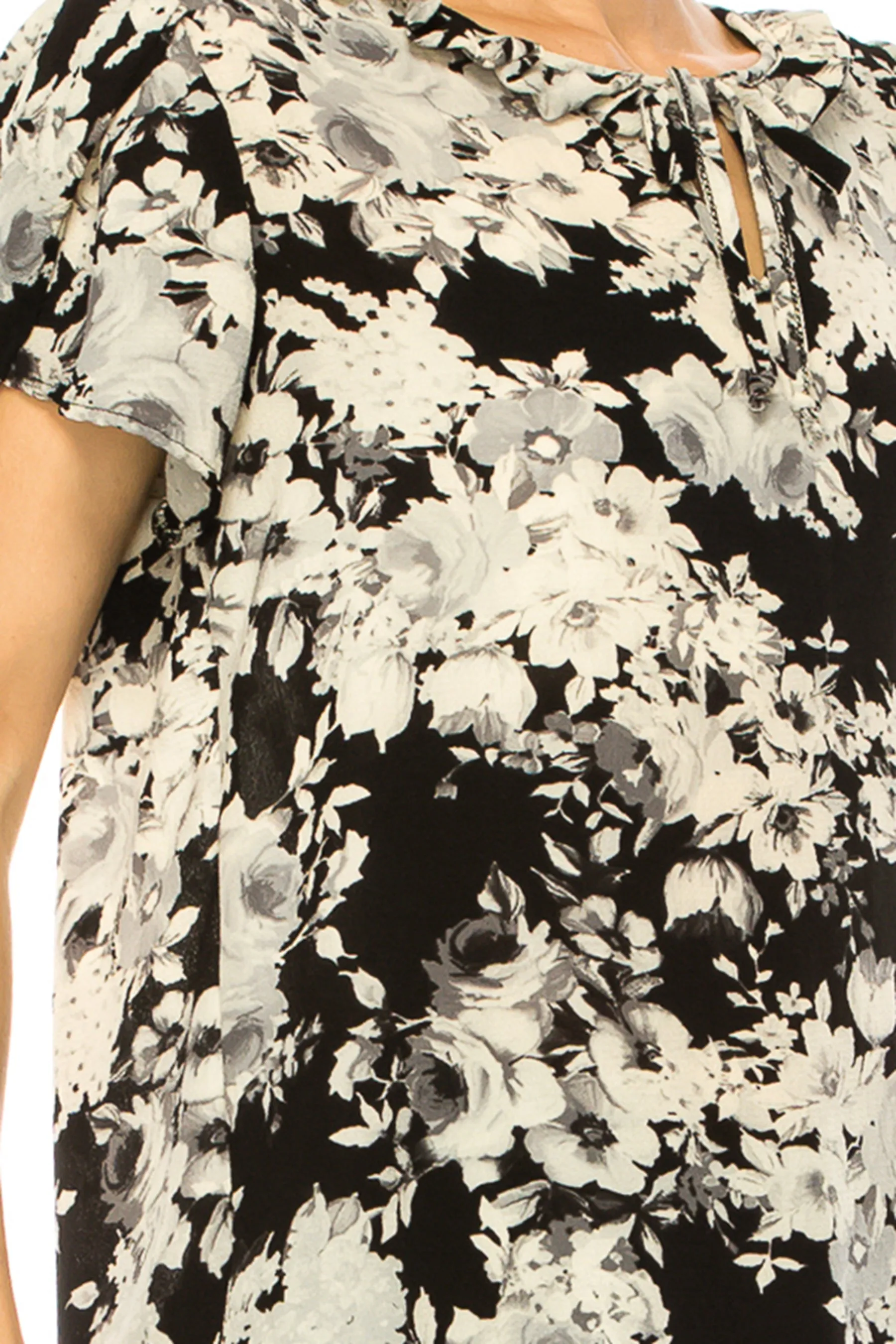 Solid Overlapping Short Sleeve Top with Front Keyhole B82901 $9.50Each