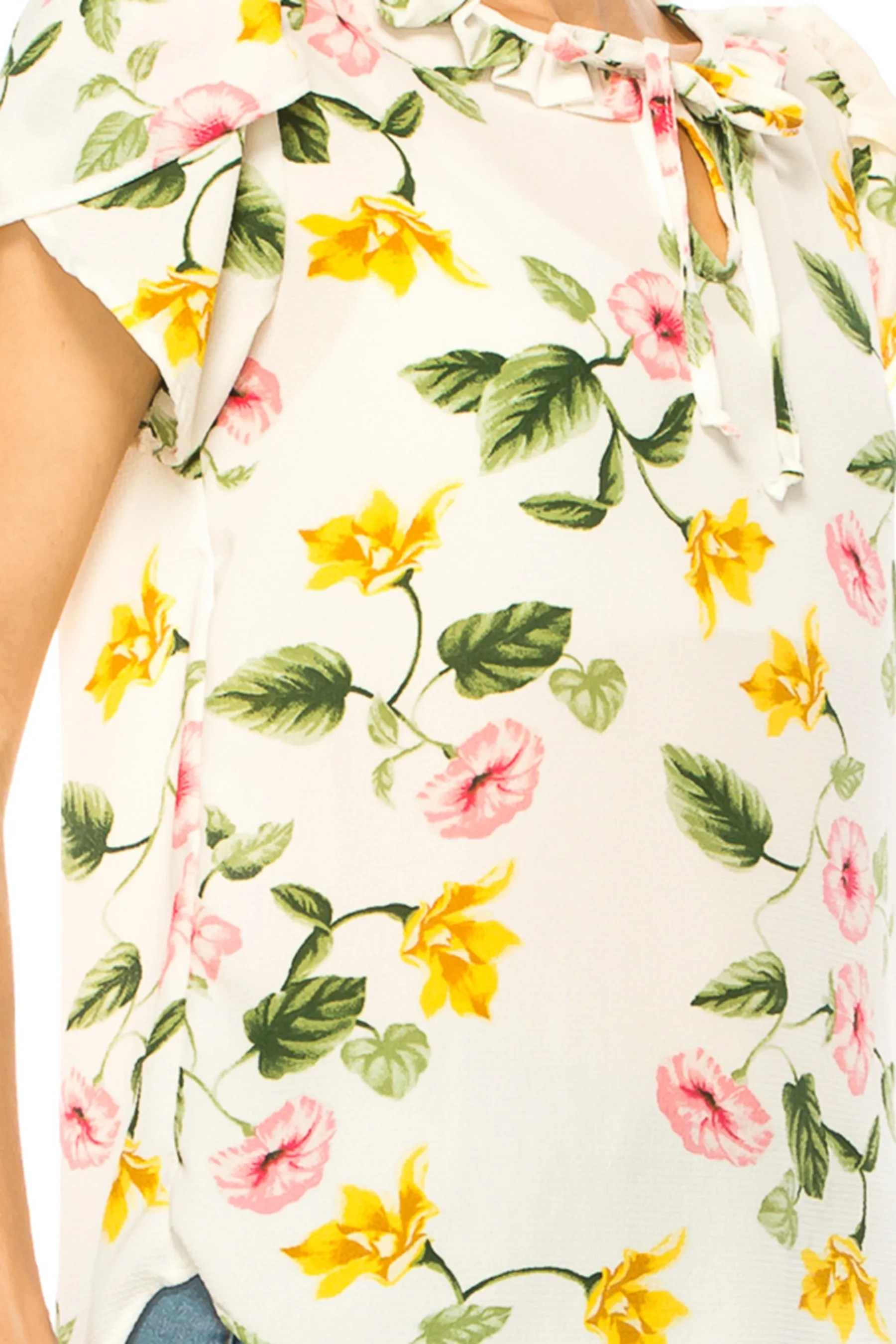 Solid Overlapping Short Sleeve Top with Front Keyhole B82901 $9.50Each