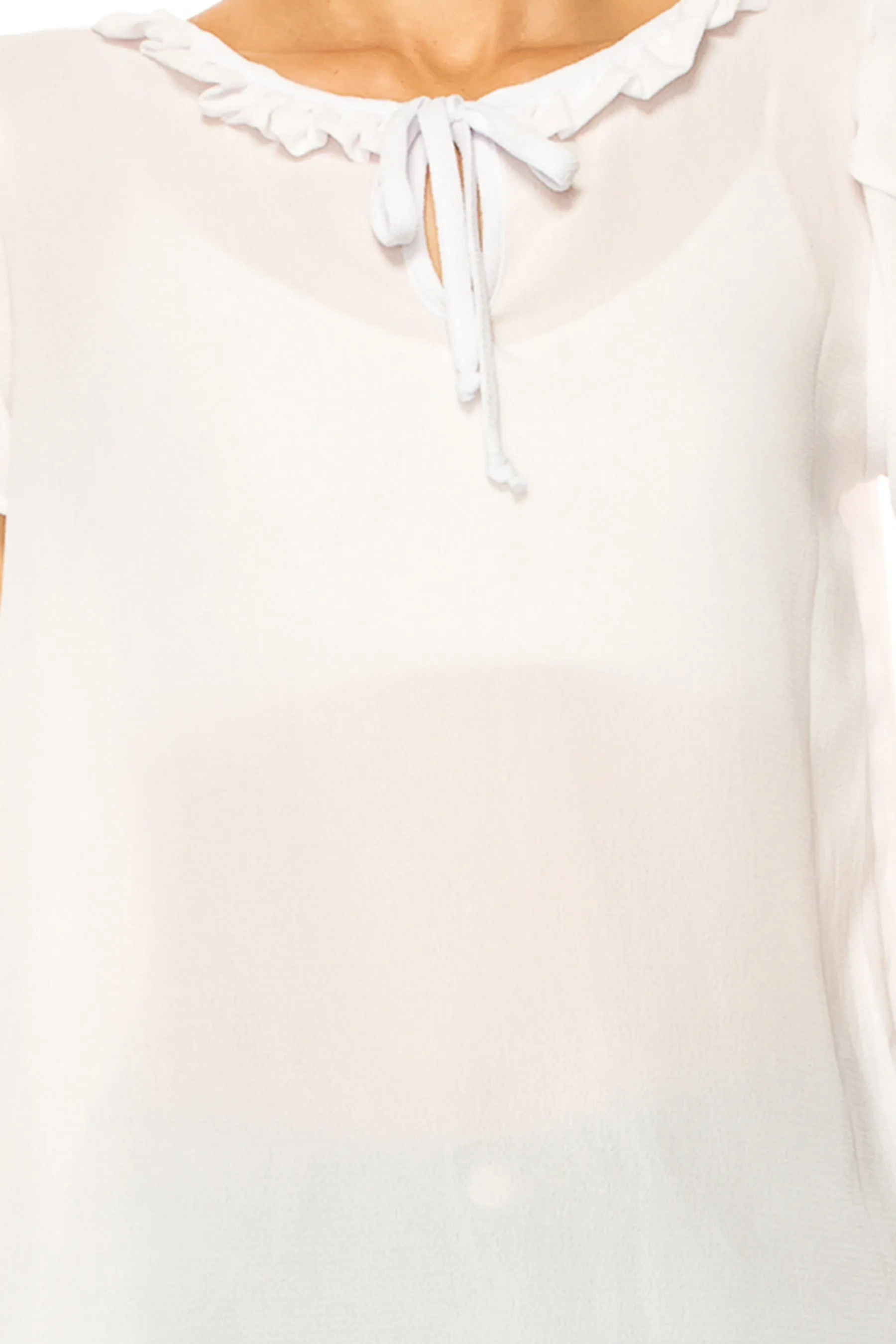 Solid Overlapping Short Sleeve Top with Front Keyhole B82901 $9.50Each