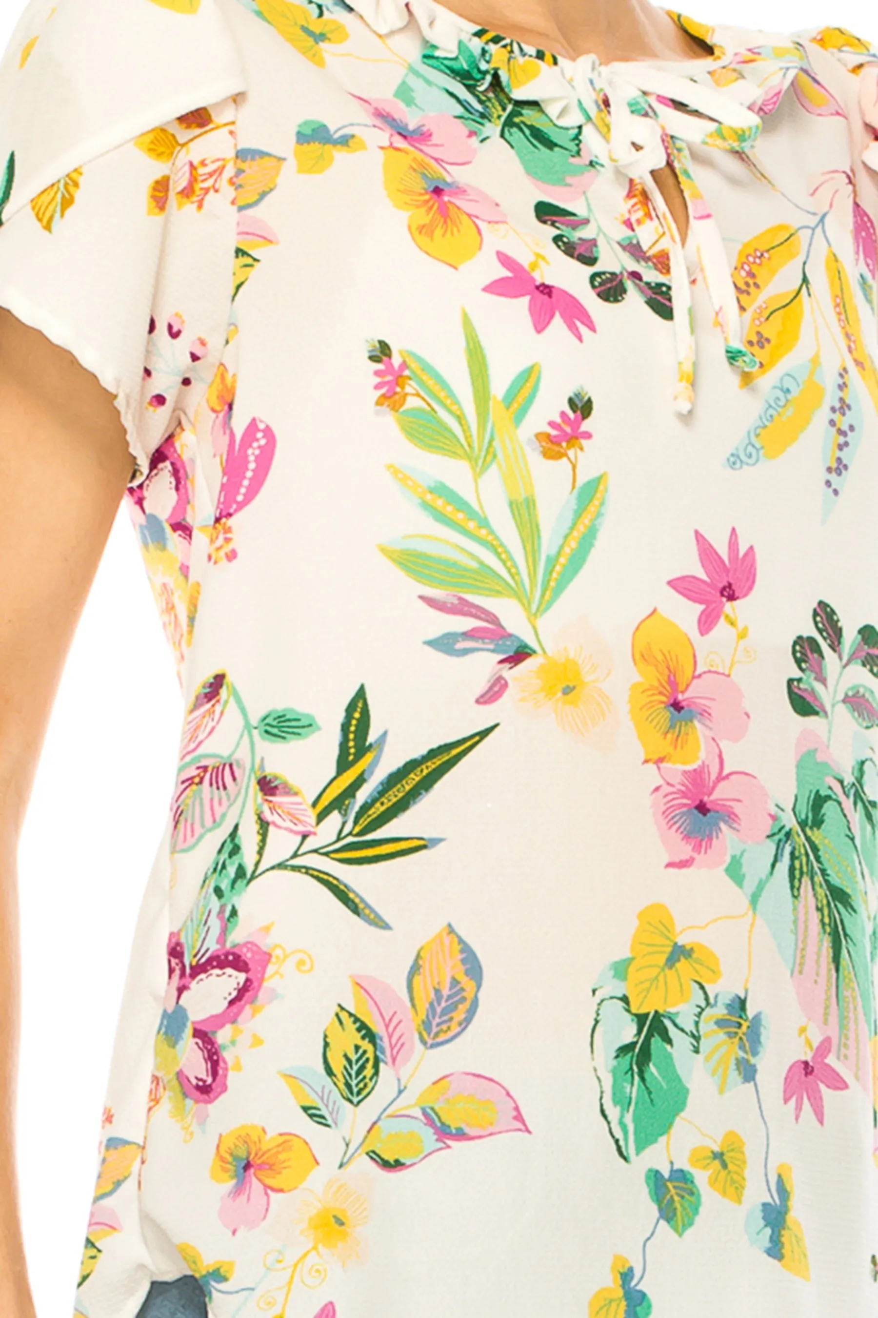 Solid Overlapping Short Sleeve Top with Front Keyhole B82901 $9.50Each